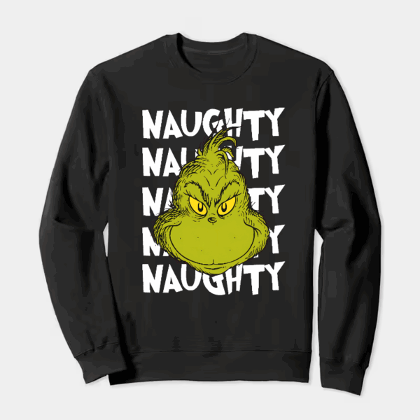 Naughty Grinch Vibes – Dr. Seuss Mischief Holiday Crewneck Sweatshirt
