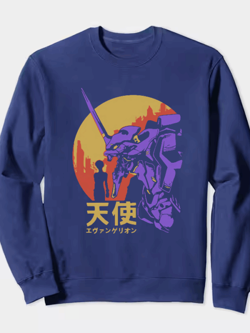 Neon Genesis Evangelion Retro Vintage Anime Crewneck Sweatshirt