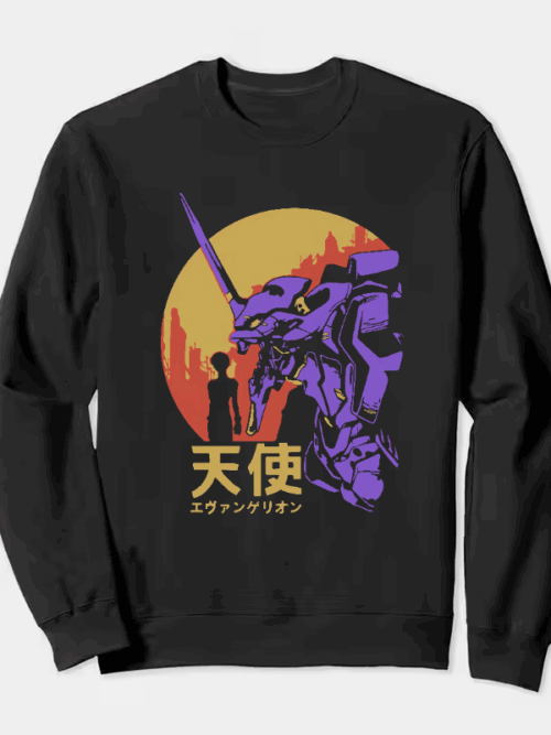Neon Genesis Evangelion Retro Vintage Anime Crewneck Sweatshirt