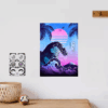 Neon Surge of The Great Wave Retro Aesthetic Poster