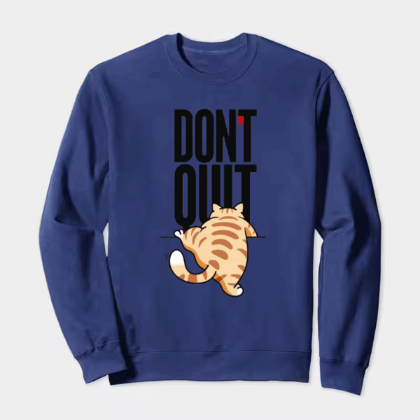 Never Give Up Furry Cat Crewneck Sweatshirt