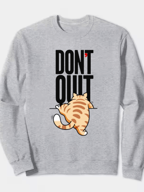 Never Give Up Furry Cat Crewneck Sweatshirt