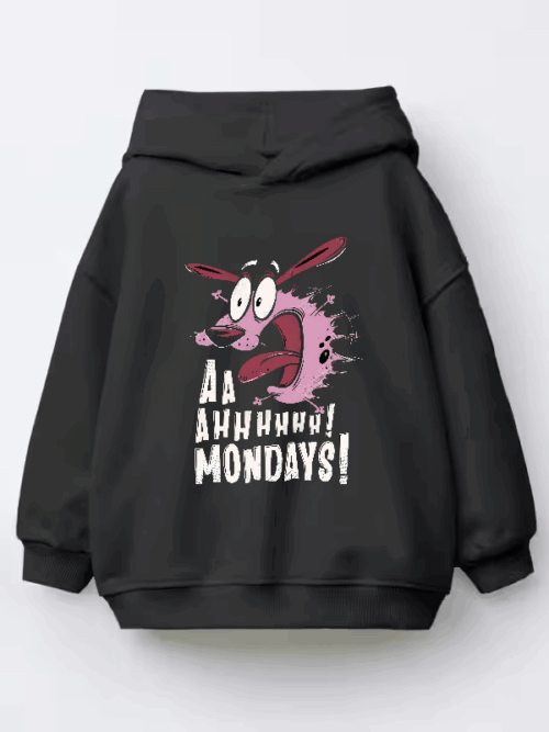 No Mondays Courage Cowardly Dog Kids Hoodie