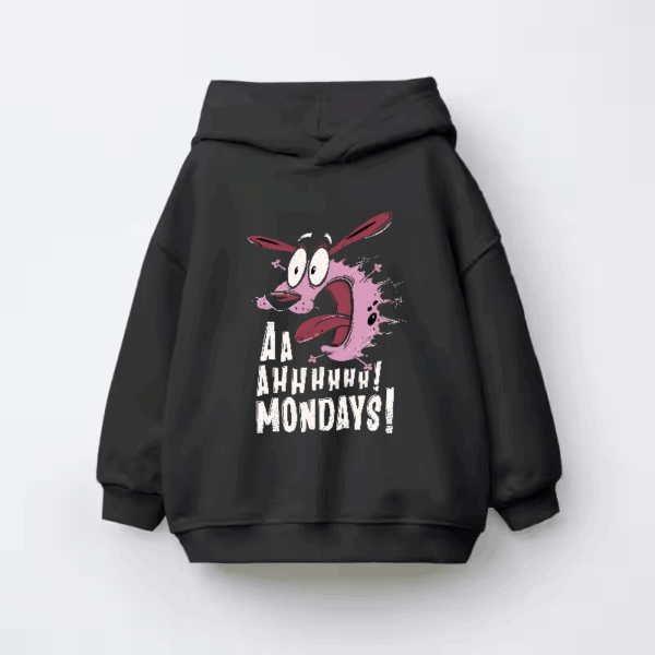 No Mondays Courage Cowardly Dog Kids Hoodie