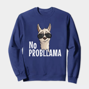 No ProbLlama Funky Alpaca Hipster Llama With Glasses Crewneck Sweatshirt