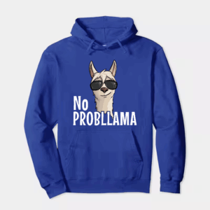 No ProbLlama Funky Alpaca Hipster Llama With Glasses Hoodie