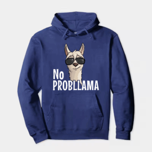 No ProbLlama Funky Alpaca Hipster Llama With Glasses Hoodie