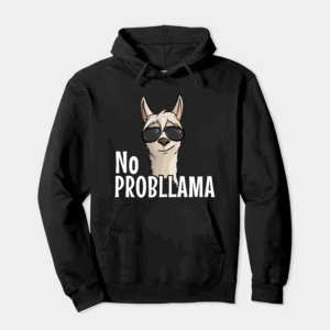 No ProbLlama Funky Alpaca Hipster Llama With Glasses Hoodie