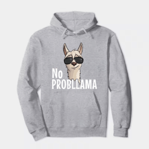 No ProbLlama Funky Alpaca Hipster Llama With Glasses Hoodie