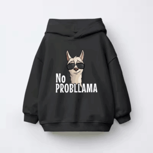 No ProbLlama Funky Alpaca Hipster Llama With Glasses Kids Hoodie