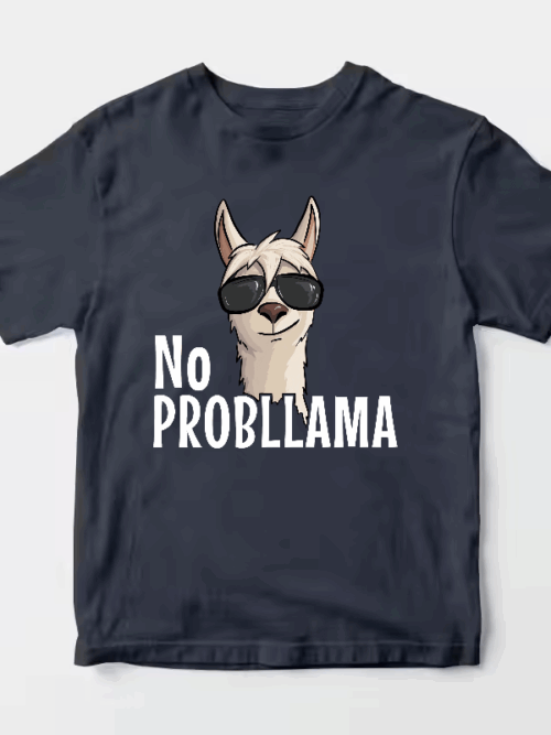 No ProbLlama Funky Alpaca Hipster Llama With Glasses Unisex T-Shirt