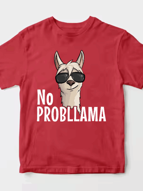 No ProbLlama Funky Alpaca Hipster Llama With Glasses Unisex T-Shirt