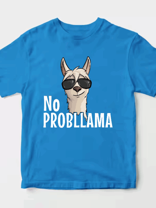 No ProbLlama Funky Alpaca Hipster Llama With Glasses Unisex T-Shirt