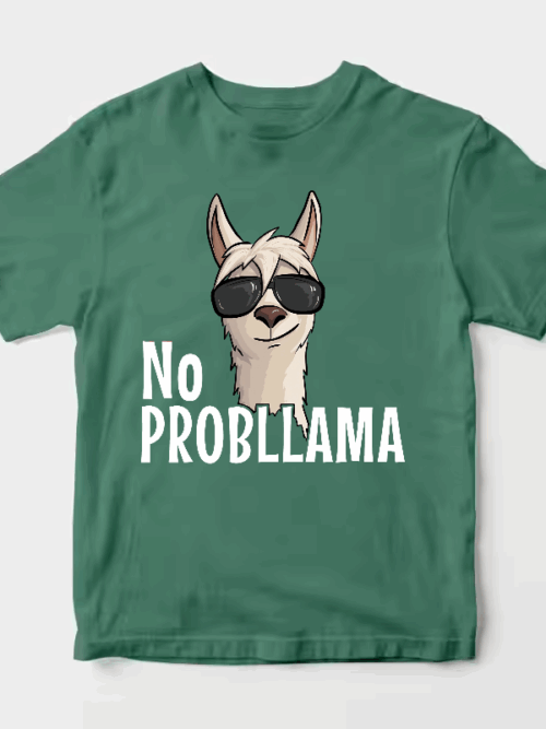 No ProbLlama Funky Alpaca Hipster Llama With Glasses Unisex T-Shirt