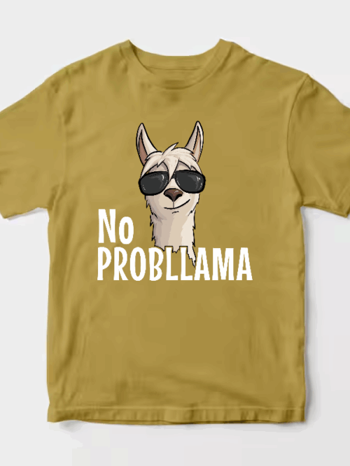 No ProbLlama Funky Alpaca Hipster Llama With Glasses Unisex T-Shirt