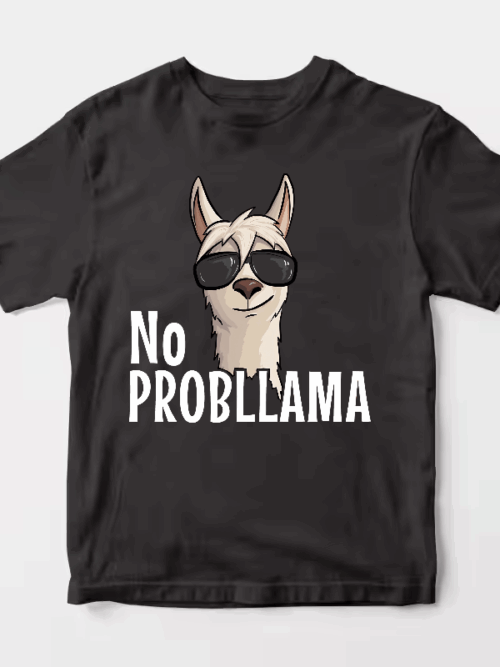 No ProbLlama Funky Alpaca Hipster Llama With Glasses Unisex T-Shirt
