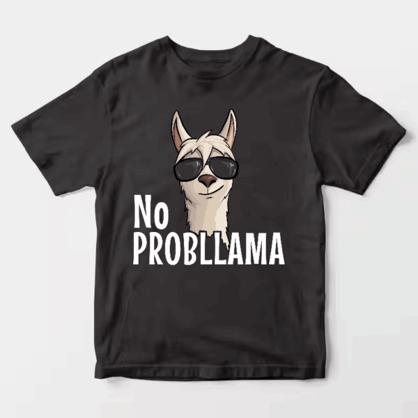 No ProbLlama Funky Alpaca Hipster Llama With Glasses Unisex T-Shirt