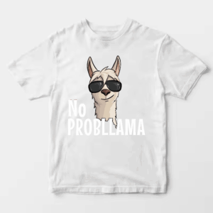 No ProbLlama Funky Alpaca Hipster Llama With Glasses Unisex T-Shirt
