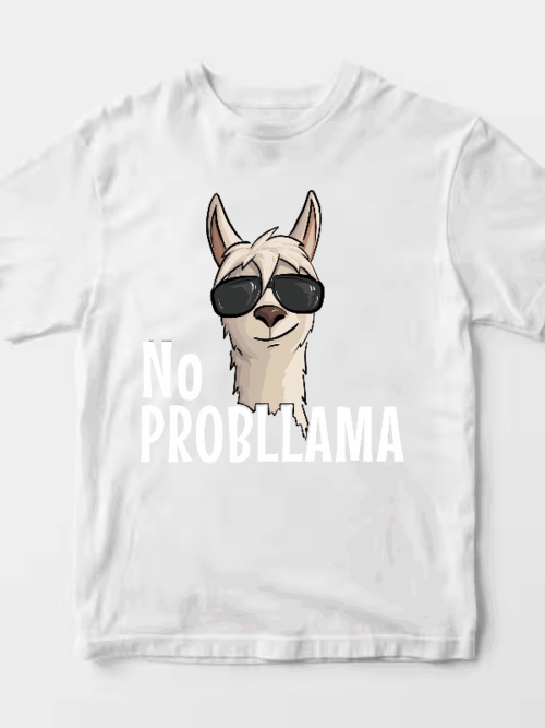No ProbLlama Funky Alpaca Hipster Llama With Glasses Unisex T-Shirt