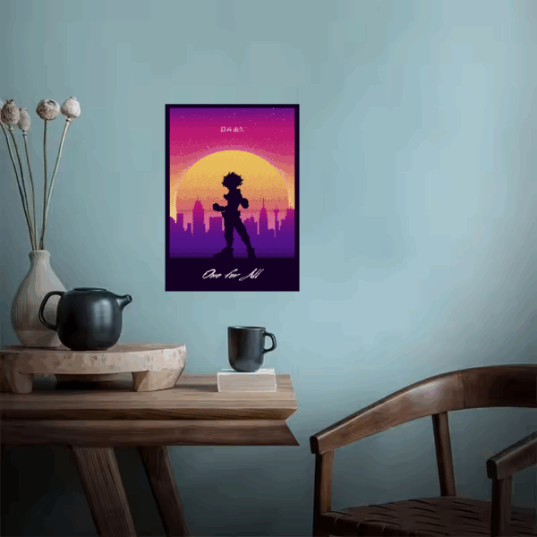 One For All Hero Izuku Midoriya Retro Wave Poster