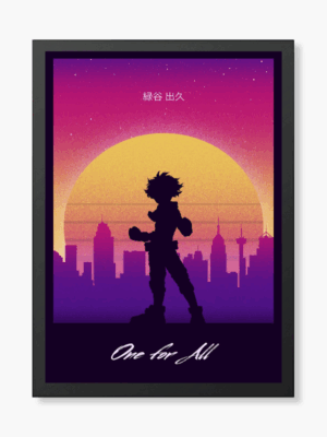 One For All Hero Izuku Midoriya Retro Wave Poster