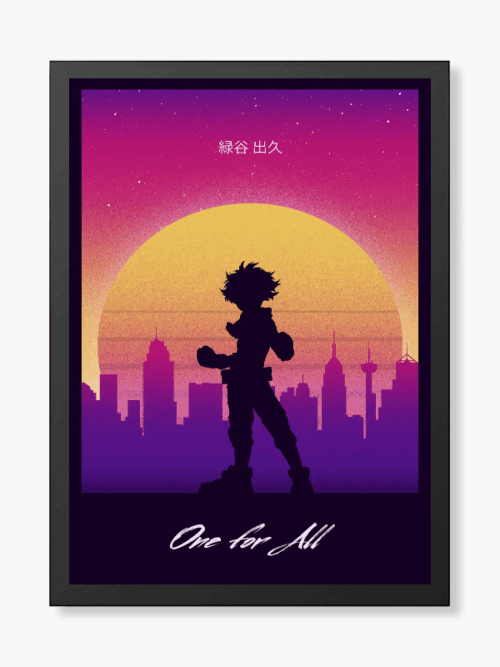 One For All Hero Izuku Midoriya Retro Wave Poster