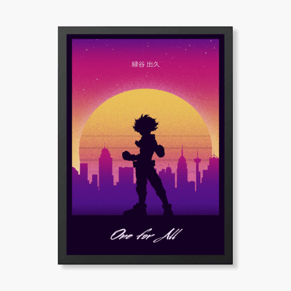 One For All Hero Izuku Midoriya Retro Wave Poster