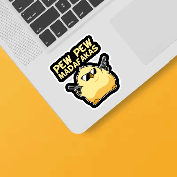 Pew Pew Madafakas Funny Chick Pistols Cartoon Sticker Pew Pew Madafakas Funny Chick Pistols Cartoon Sticker