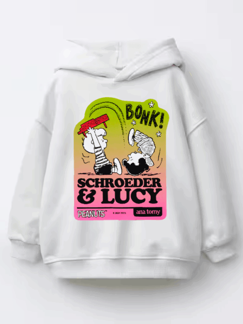 Piano Romance Peanuts Schroeder and Lucy Kids Hoodie