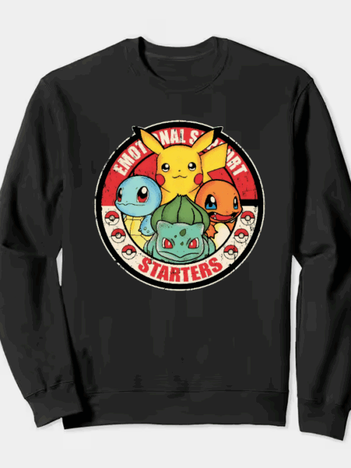 Pokemon Starter Pet Companions for Emotional Support Trainers Crewneck Sweatshirt