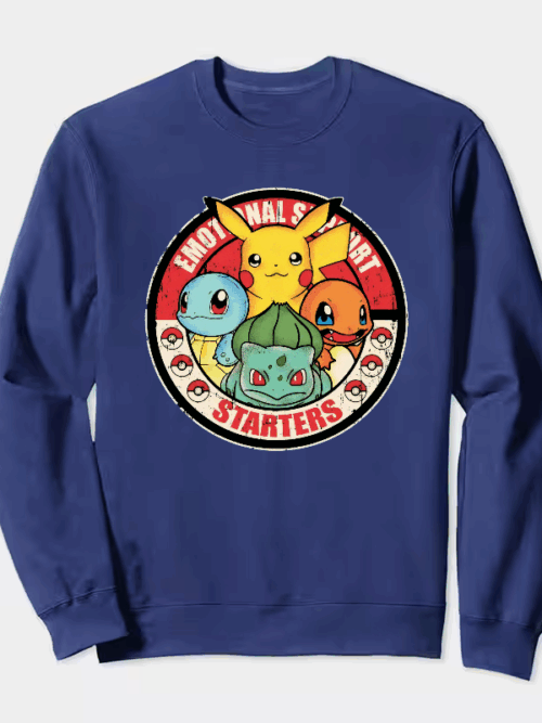 Pokemon Starter Pet Companions for Emotional Support Trainers Crewneck Sweatshirt