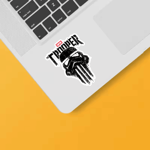 Punisher Style Trooper Skull Power and Grit Sticker