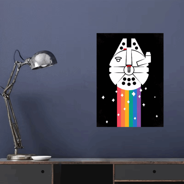 Rainbow Millennium Falcon Star Wars Poster