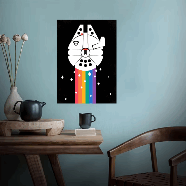 Rainbow Millennium Falcon Star Wars Poster