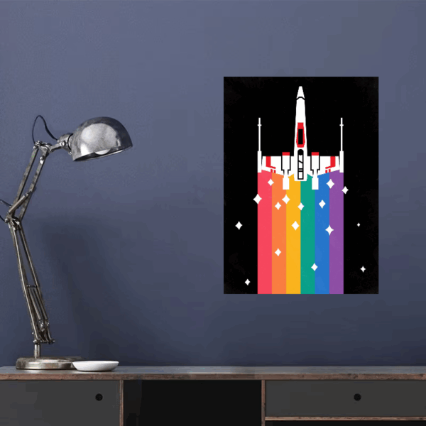 Rainbow X-Wing Star Wars Rebel Fighter Poster