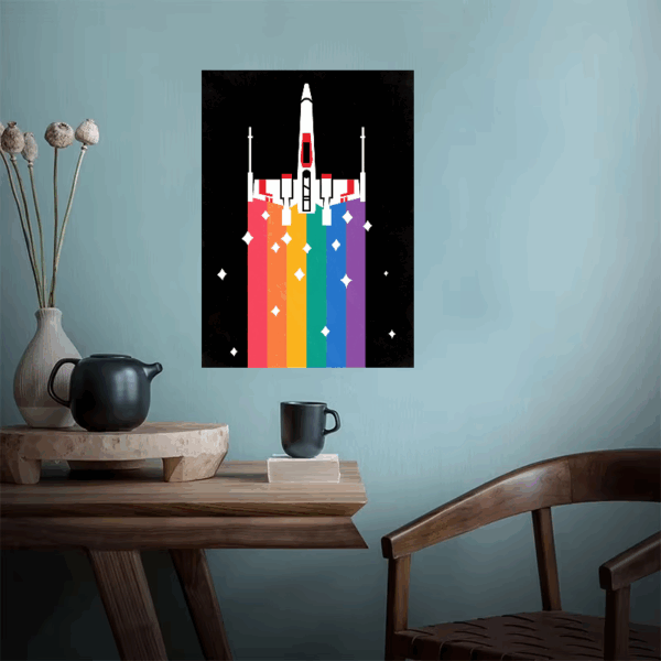 Rainbow X-Wing Star Wars Rebel Fighter Poster