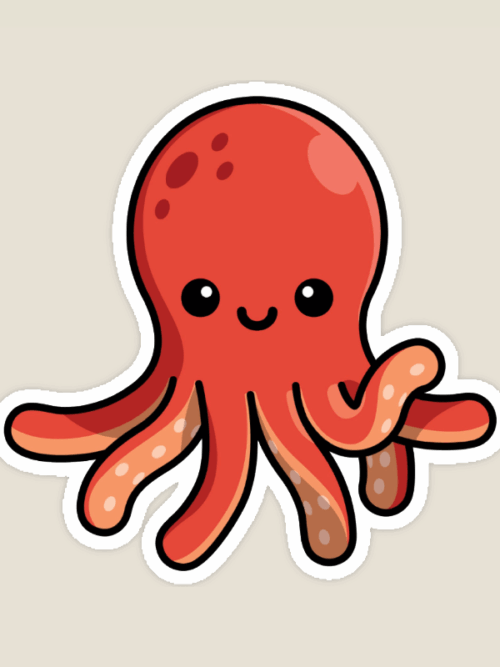 Red Cute Octopus Sticker