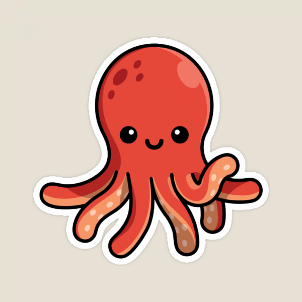Red Cute Octopus Sticker Red Cute Octopus Sticker