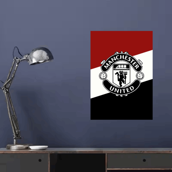 Red White Black Stripe Manchester United Power Poster