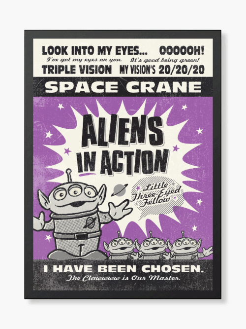 Retro Aliens in Action Galactic Throwback Poster