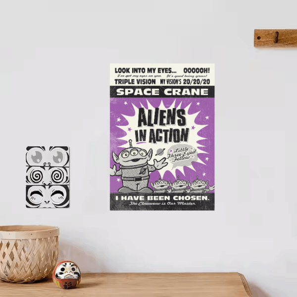 Retro Aliens in Action Galactic Throwback Poster