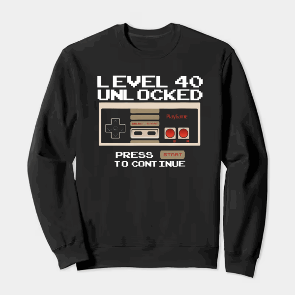 Retro Gamer Birthday Level 40 Achievement Crewneck Sweatshirt