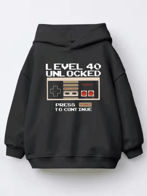 Retro Gamer Birthday Level 40 Achievement Kids Hoodie