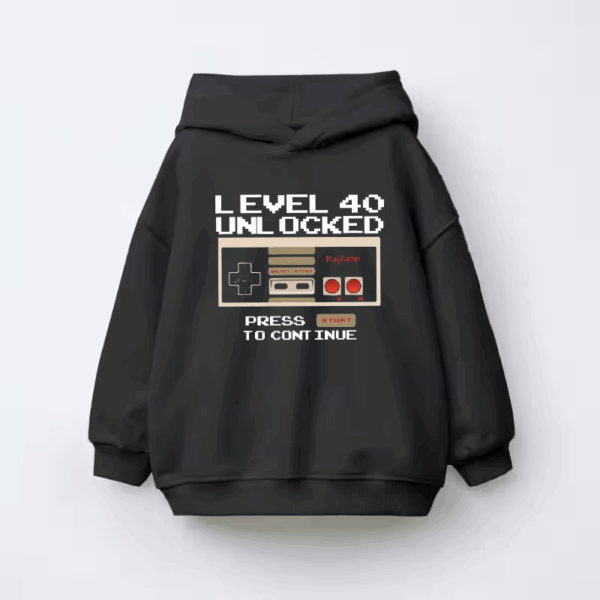 Retro Gamer Birthday Level 40 Achievement Kids Hoodie