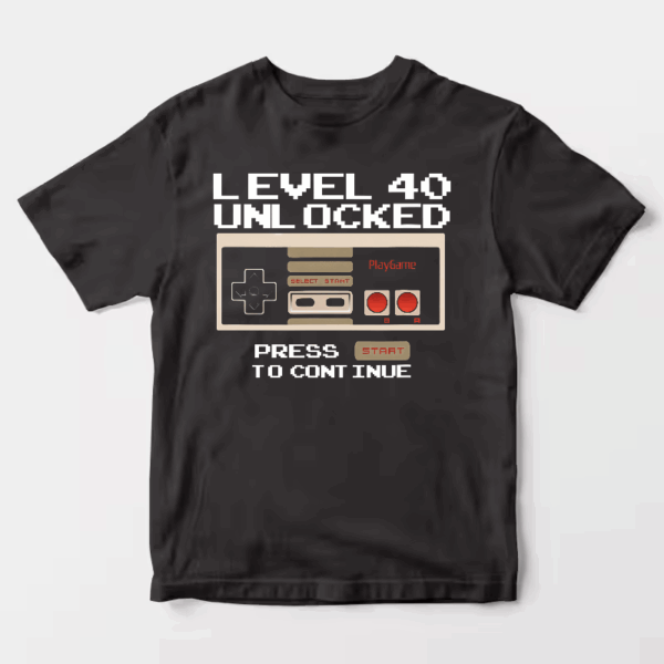 Retro Gamer Birthday Level 40 Achievement Unisex T-Shirt