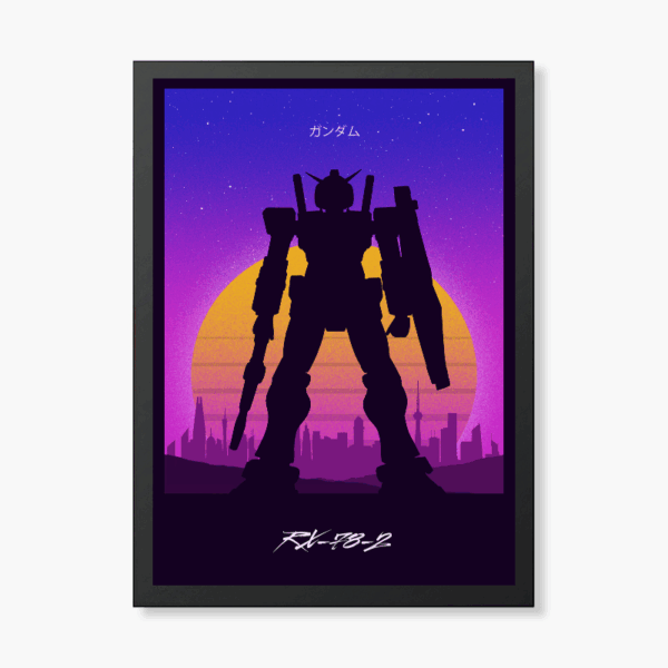 Retro Gundam RX-78-2 Neon Mecha Anime Aesthetic Poster