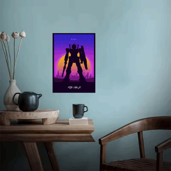Retro Gundam RX-78-2 Neon Mecha Anime Aesthetic Poster