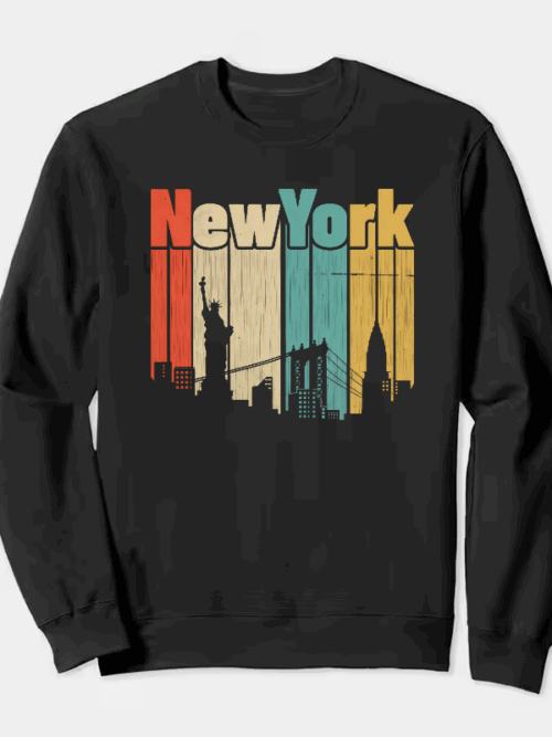 Retro New York City Skyline Crewneck Sweatshirt