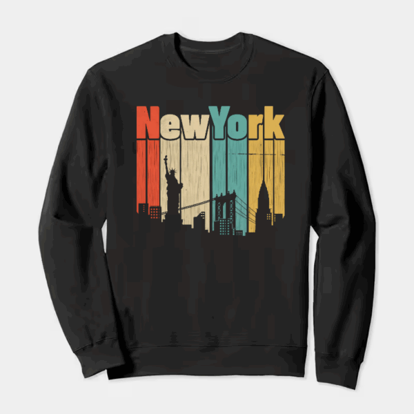 Retro New York City Skyline Crewneck Sweatshirt