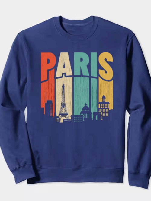 Retro Parisian Dream Vintage Cityscape Crewneck Sweatshirt